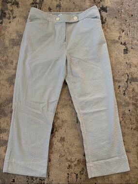 Women’s Jones New York Sport Light Blue Seersucker Cropped Pants size 4